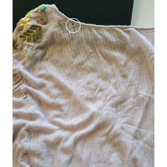 Free People Lavender Embroidered Boho Blouse Intricate Floral Needlework - Picture 8 of 8